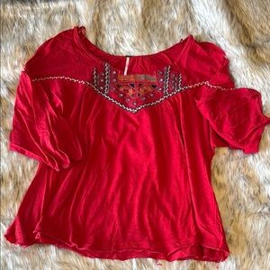 F r e e  P e o p l e • Balloon sleeve embroidered farmers market blouse